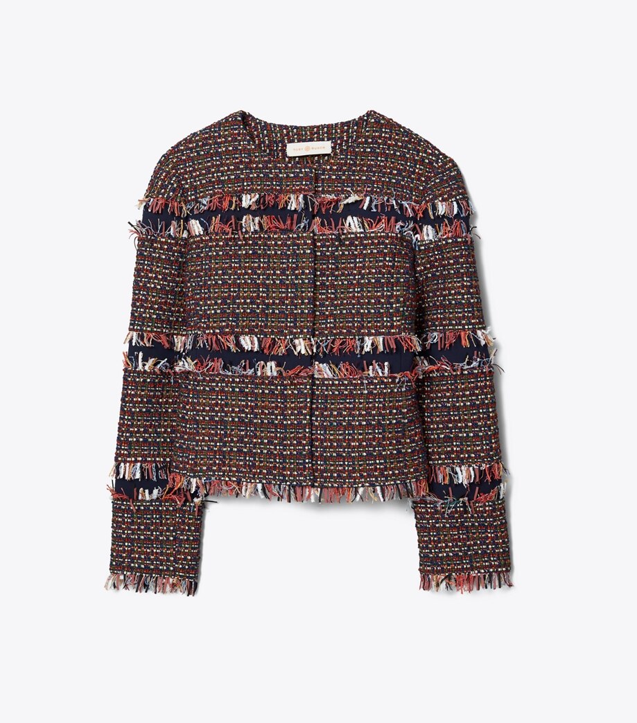 Tory Burch Fringe Tweed Jacket