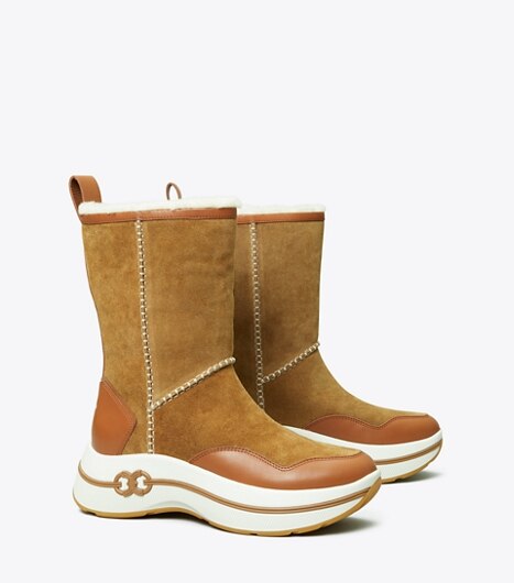 tory burch gemini link platform shearling boot