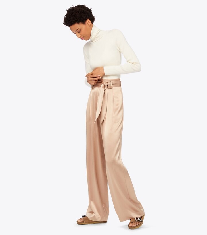high waisted satin pants