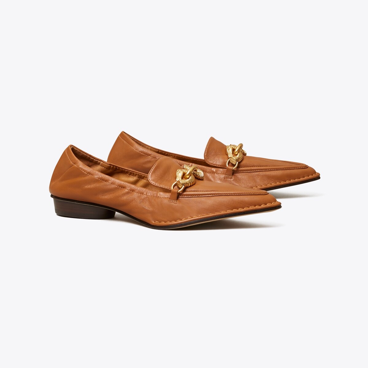 brown pointed toe loafers