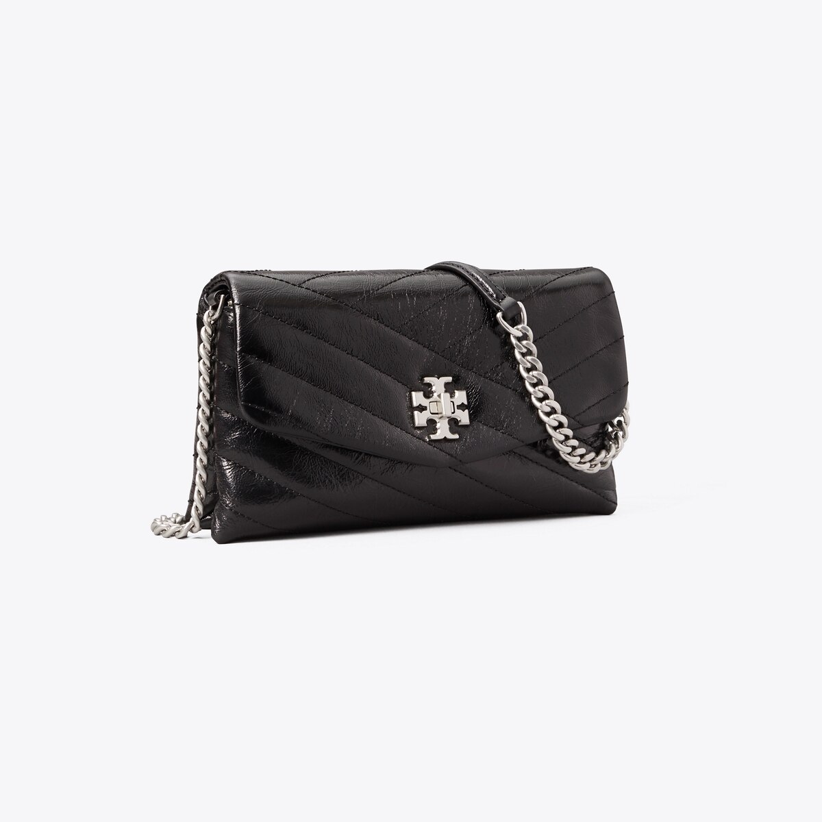 Kira Chevron Textured Chain Wallet: Women's Designer Mini Bags 