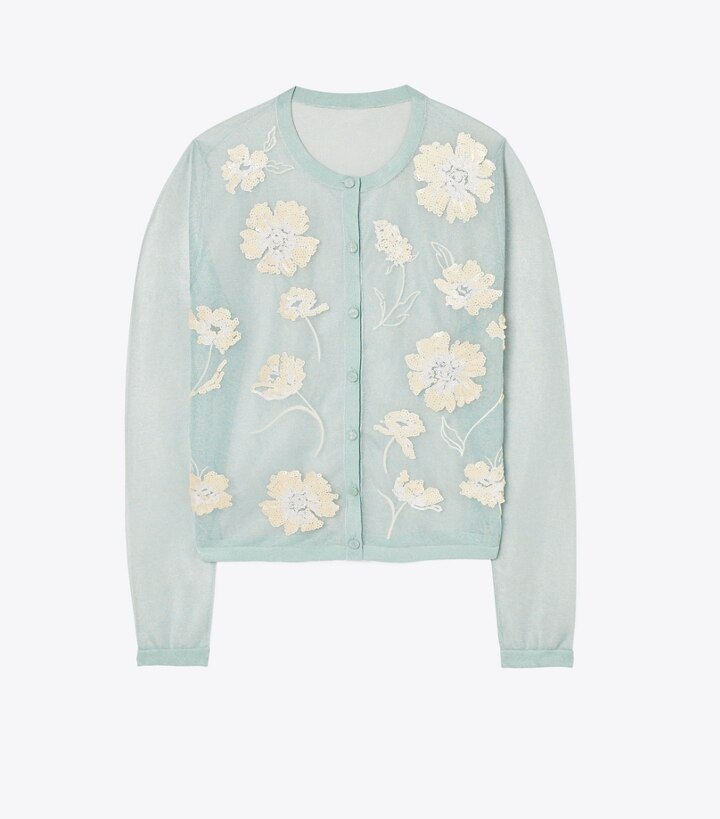 tory burch button embellished cardigan