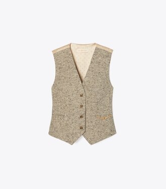 토리버치 조끼 Tory Burch Linen Wool Vest,GREY
