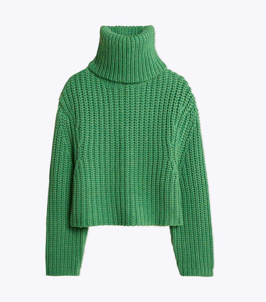 Tory Burch MERINO CROPPED TURTLENECK SWEATER