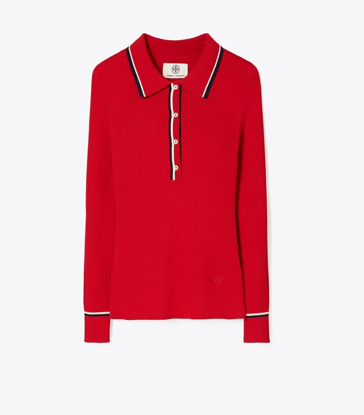 tory sport ribbed merino polo sweater