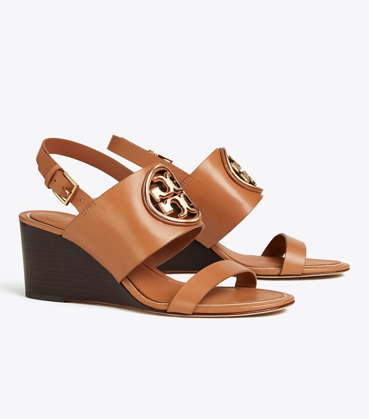 Miller Metal-Logo Wedge Sandal, Leather: Women's Shoes | Sandals | Tory  Burch EU