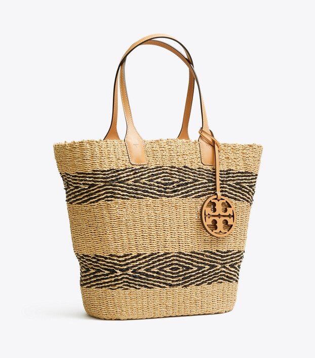 Tory Burch Miller Stripe Straw Crossbody Bag