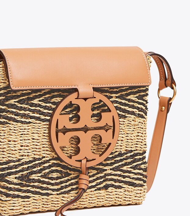 Tory Burch Miller Stripe Straw Crossbody Bag