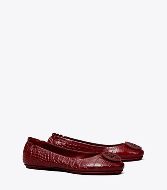 tory burch minnie travel ballet flat embossed leather