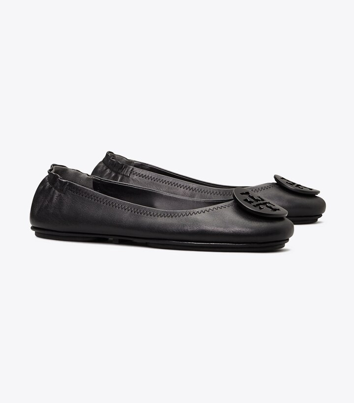 tory burch minnie travel ballet flat embossed leather
