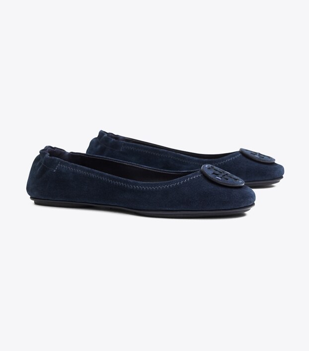 Tory Burch Minnie Travel Ballet Flat Suede Logo Women S Shoes