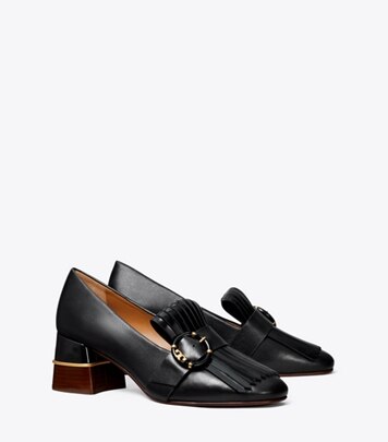 tory burch buckle heel loafer