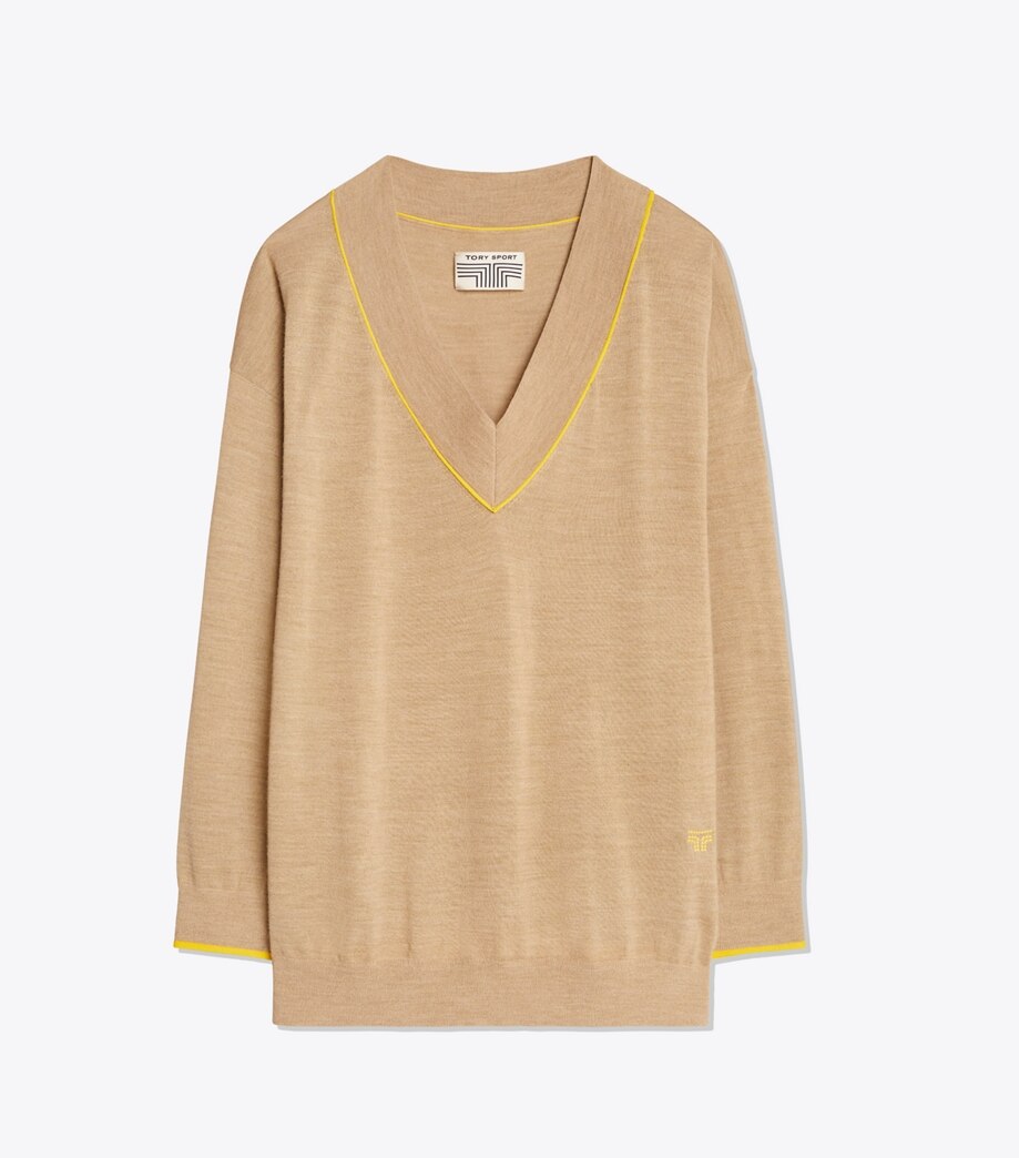 Tory Burch PERFORMANCE MERINO CONTRAST SWEATER