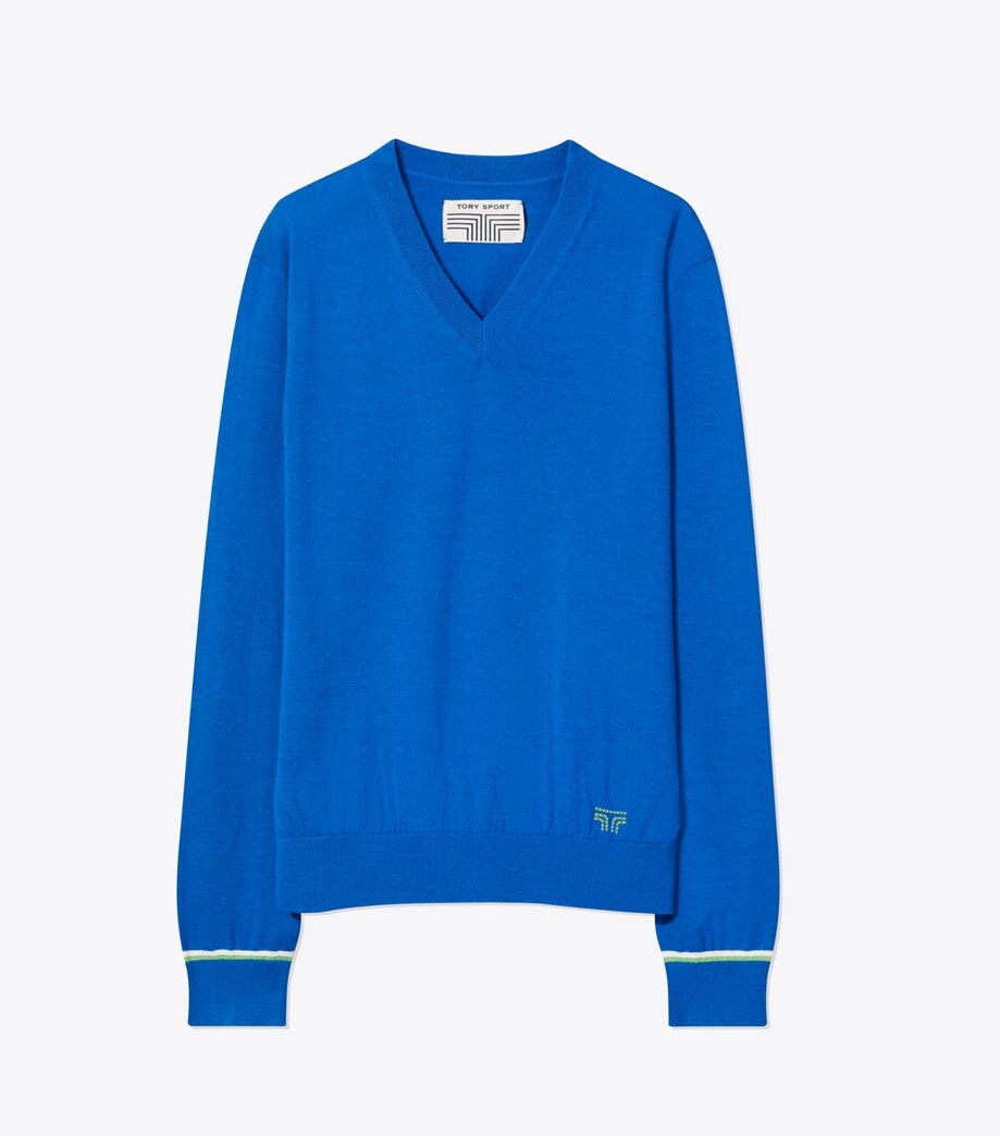 Tory Burch PERFORMANCE MERINO V-NECK SWEATER