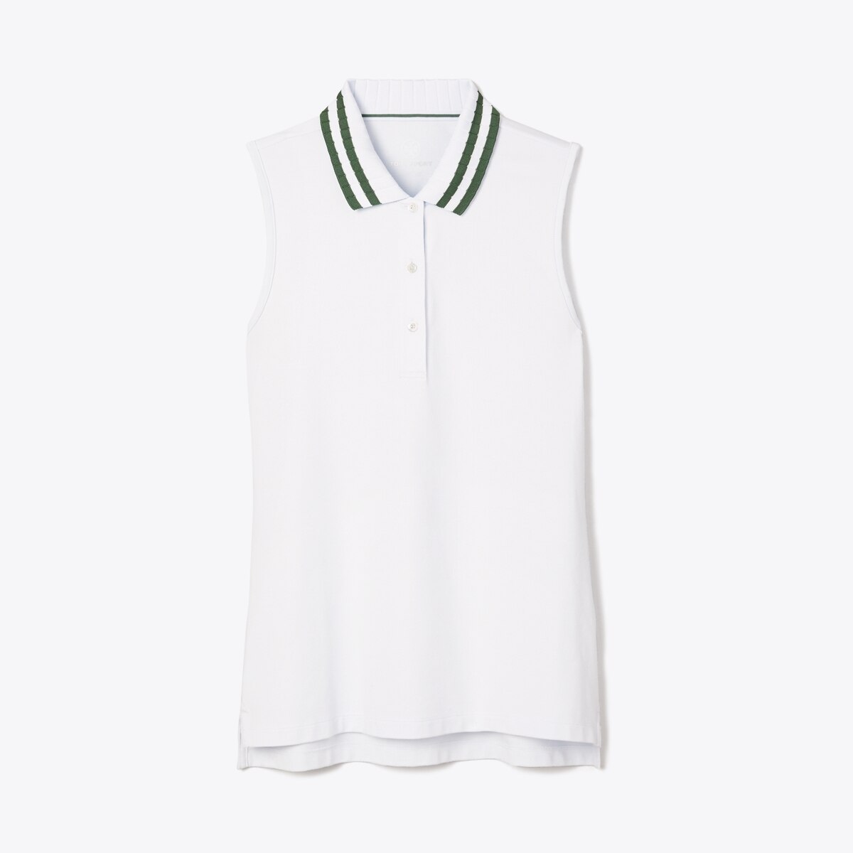 Performance PiquÃ© Pleated-Collar Sleeveless Polo: Women's Clothing | Tops | Tory Burch UK