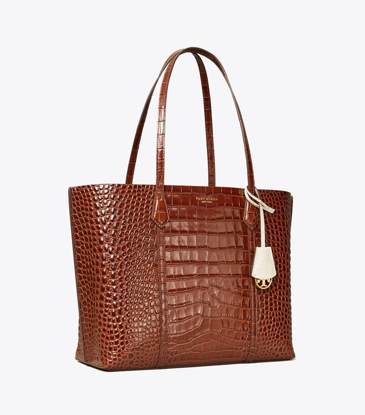 Perry Embossed Triple-Compartment Tote Bag
