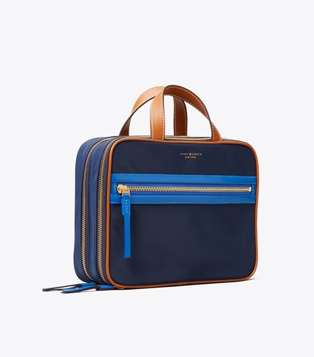 Tory Burch Perry Nylon Color Block Weekender Cosmetic Case Tory Burch Perry Nylon Color Block Weekender Cosmetic Case