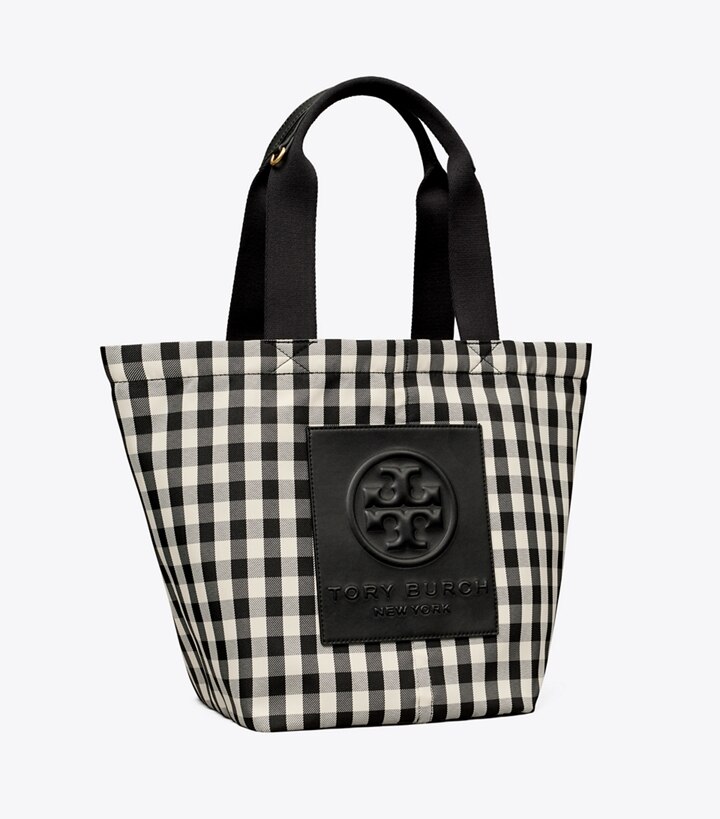 tory burch piper gingham small square tote bag