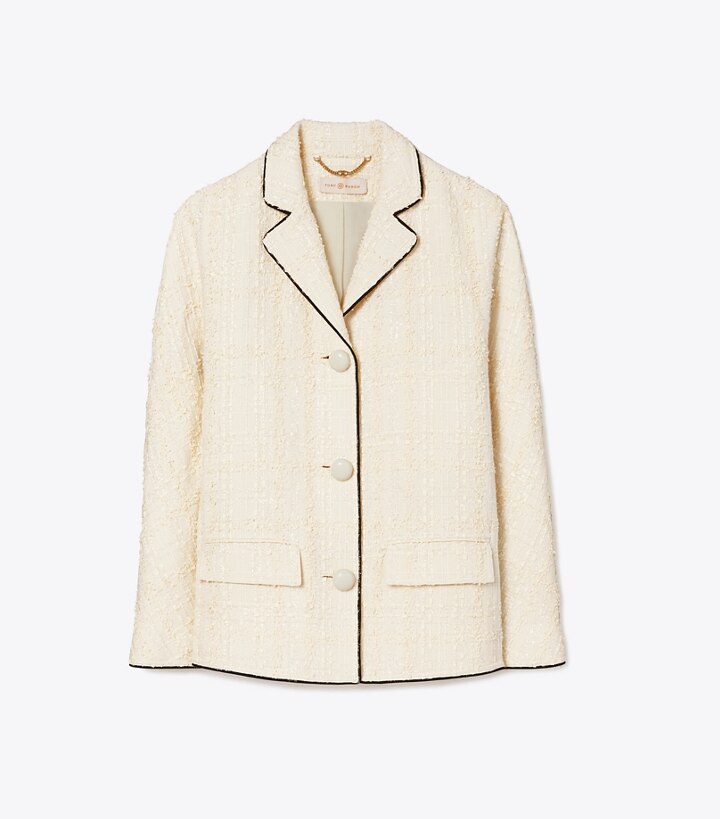 plaid tweed blazer