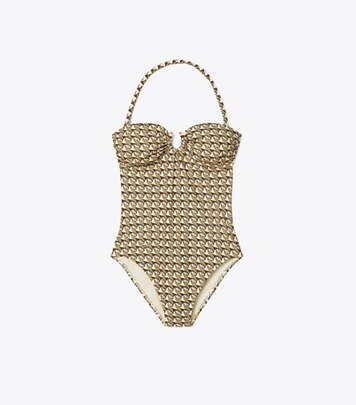 Printed Clip Tank Swimsuit: Women's Designer One Pieces | Tory Burch