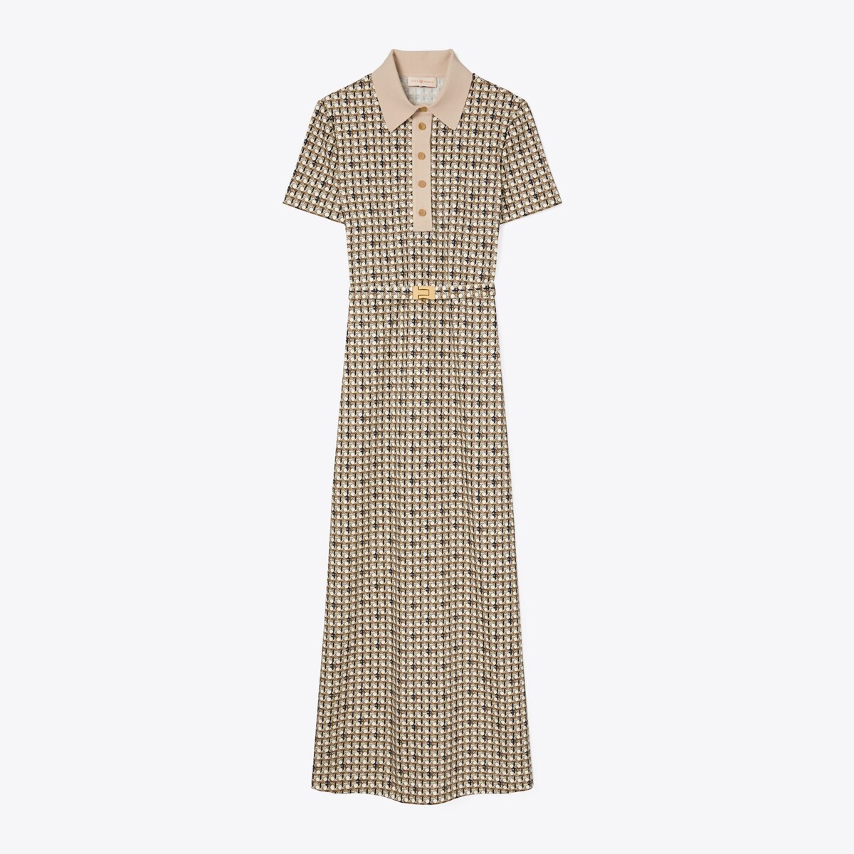 Printed Knit Poplin Polo Dress: Women's Clothing | Dresses | Tory Burch