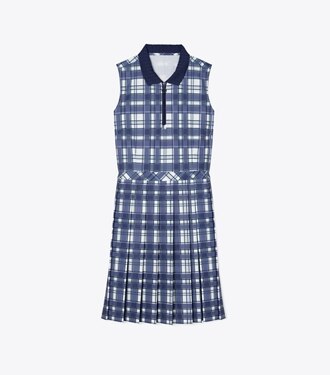 토리버치 플리츠 골프 원피스 Tory Burch Printed Performance Pleated Golf Dress,Academy Blue Easy Plaid