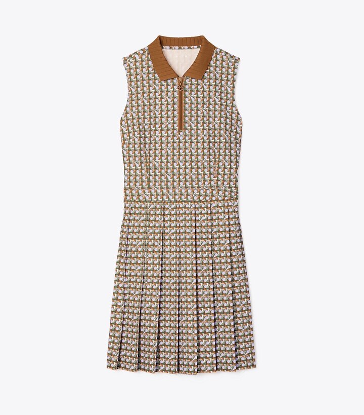 Printed Performance Pleated Golf Dress Women S Clothing Dresses Tory Burch Eu