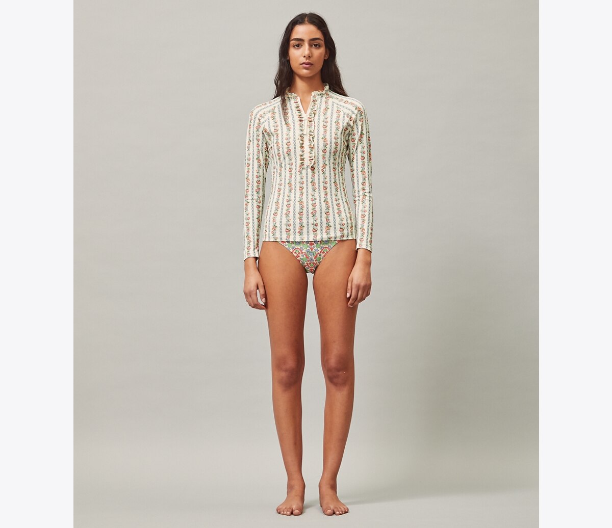 Tory Burch Printed Ruffle Surf Shirt In Sprinkled Flowers ModeSens