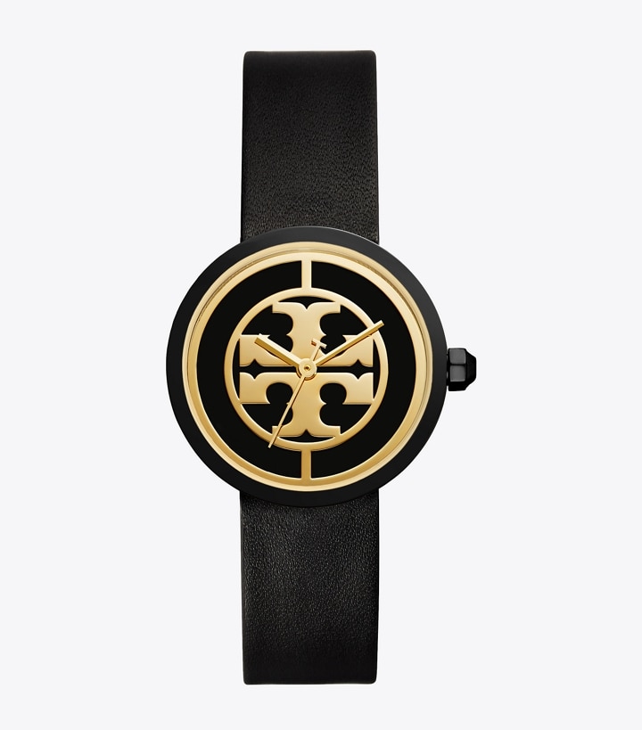 Reva Watch, Black Leather/Gold Tone, 36 