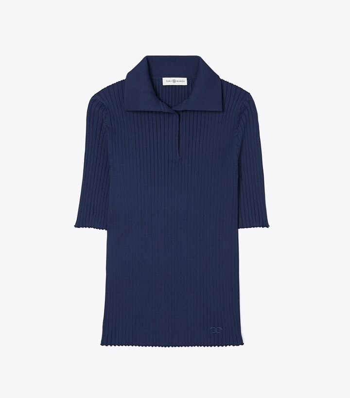Ribbed Knit Polo: Women's Designer 