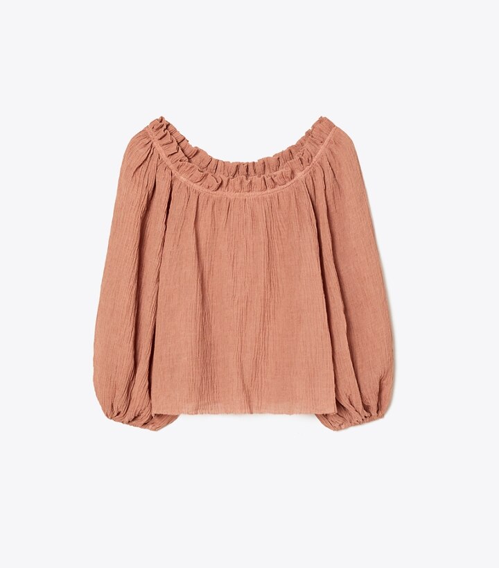 Ruffle Neck Top: Women's Clothing | Tops | Tory Burch