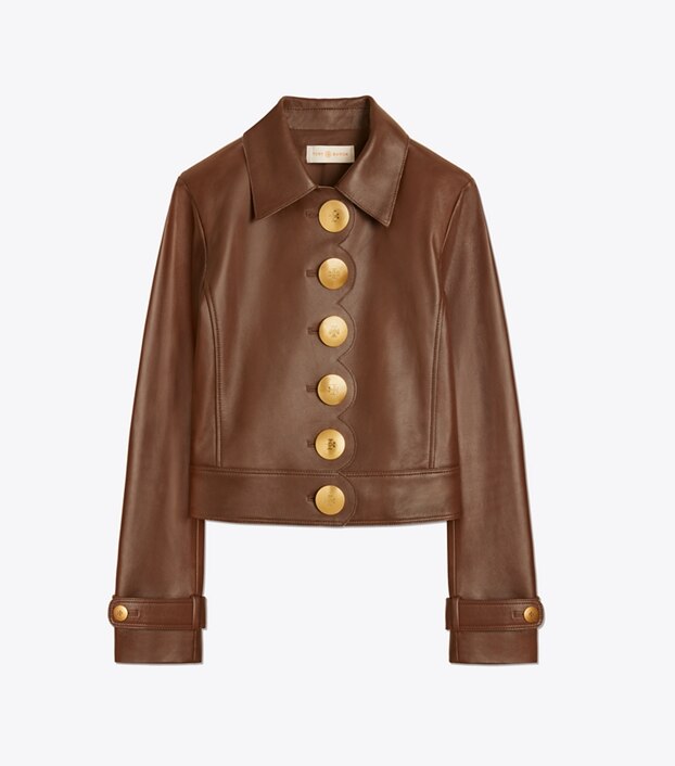 Tory Burch Scalloped Leather Jacket Women S Clothing