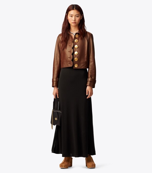 Tory Burch Scalloped Leather Jacket Women S Clothing