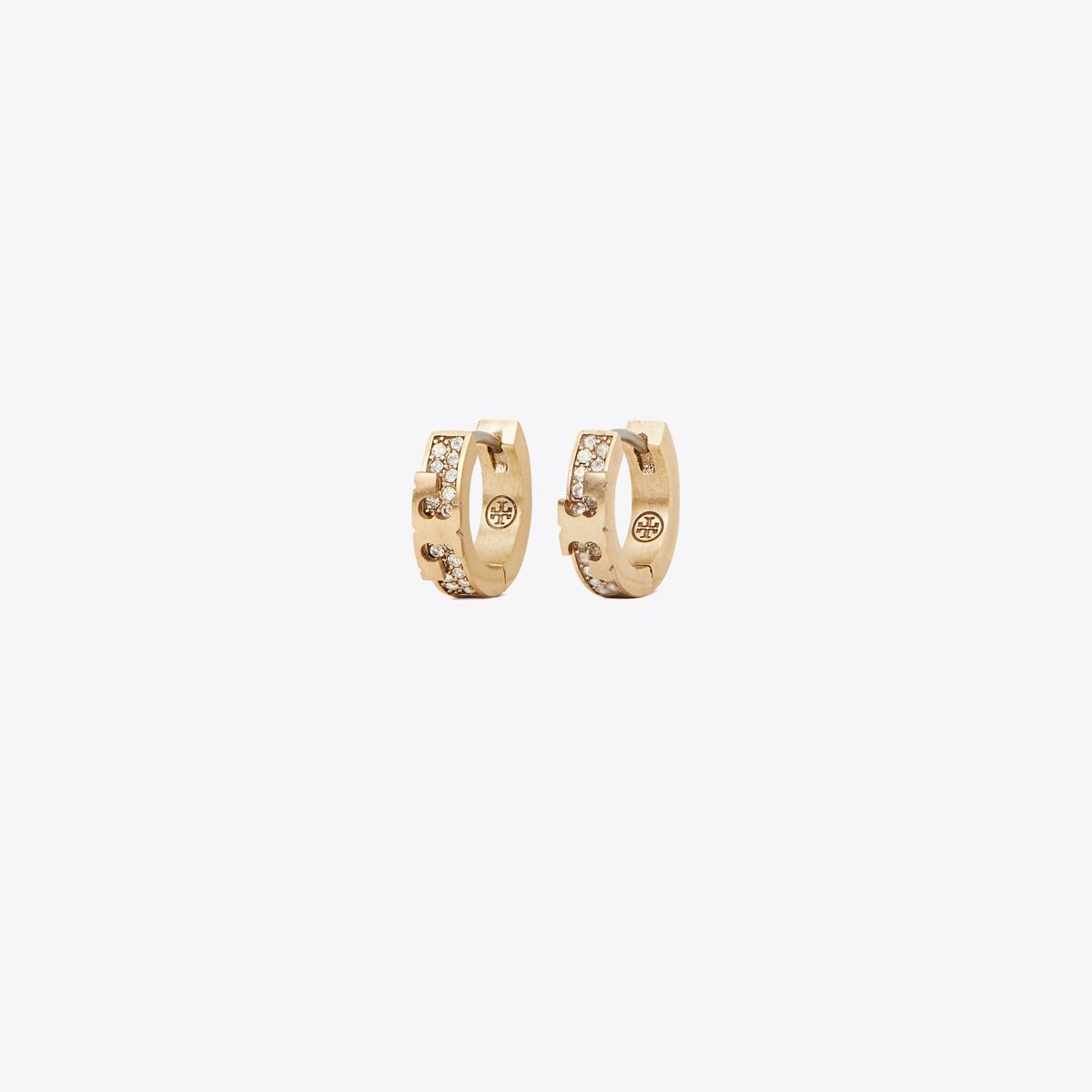 Serif-T Pavé Huggie Hoop: Women's Designer Earrings | Tory Burch