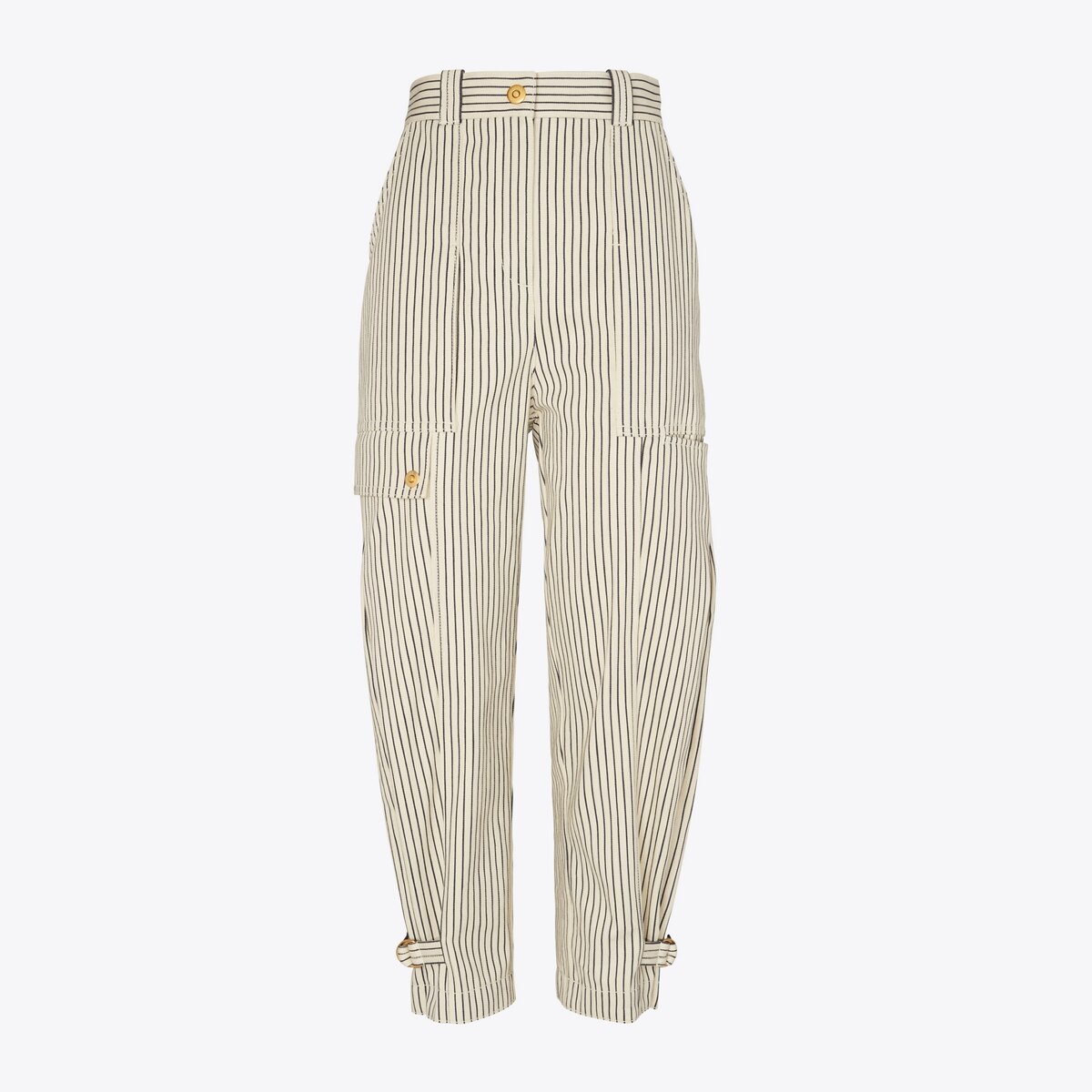 striped denim pants