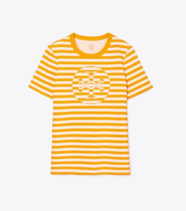 Striped Logo T-Shirt: Women's Clothing | Tory Burch