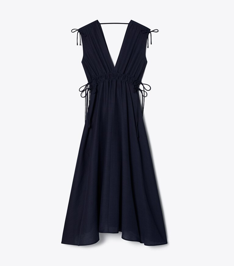 Tory Burch designer strandmode Ärmelloses, gesmoktes Kleid in Medium Navy front