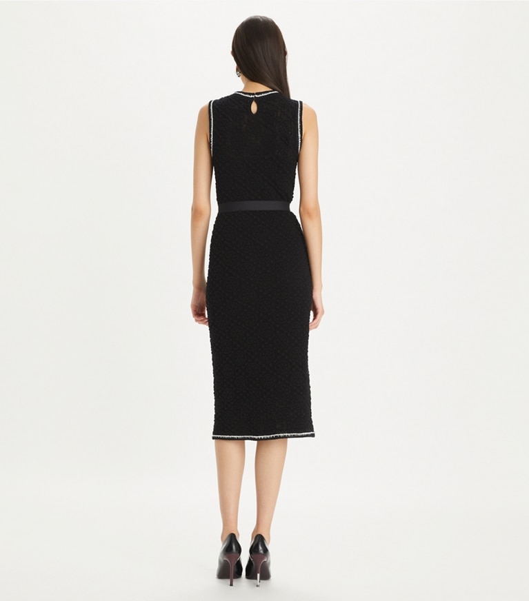 Tory Burch designer kleider Ärmelloses Pointelle-Strickkleid aus Baumwolle in Black front