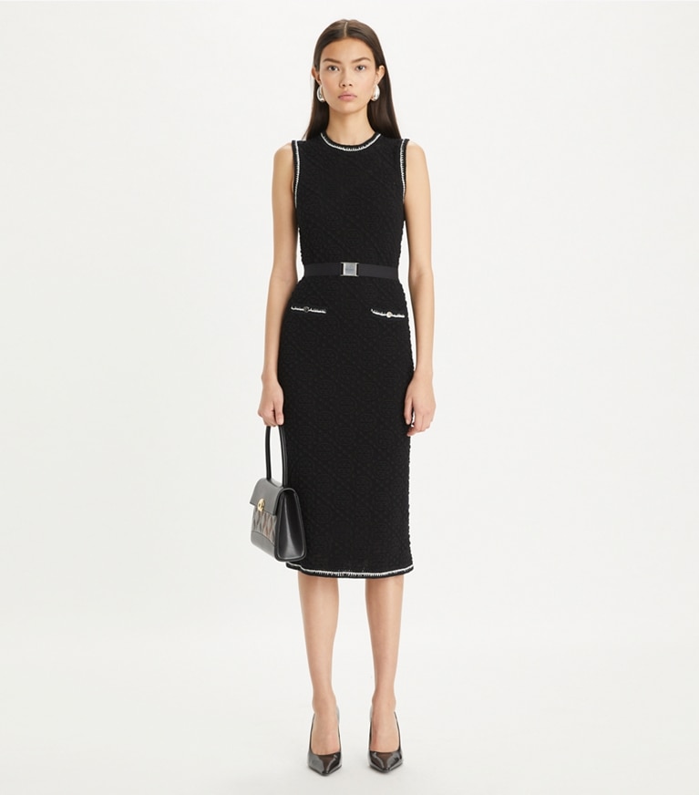 Tory Burch designer kleider Ärmelloses Pointelle-Strickkleid aus Baumwolle in Black front