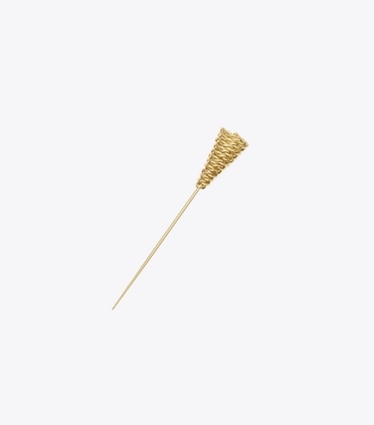 Tory Burch designer épingles à cheveux Épingle décorative nid d’abeille in Light Brass front
