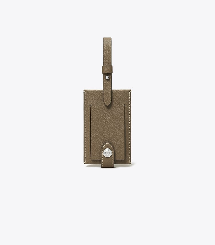 Tory Burch designer accessoires voyage Étiquette à bagage in Wild Mushroom front