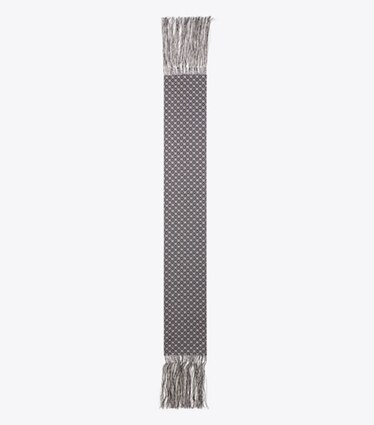 Tory Burch designer écharpes Étole à franges à motif T Monogram dans Navy vue du dessus