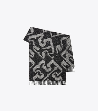 Tory Burch designer écharpes Étole à logo 3D dans 3D Logo Oblong Black plié