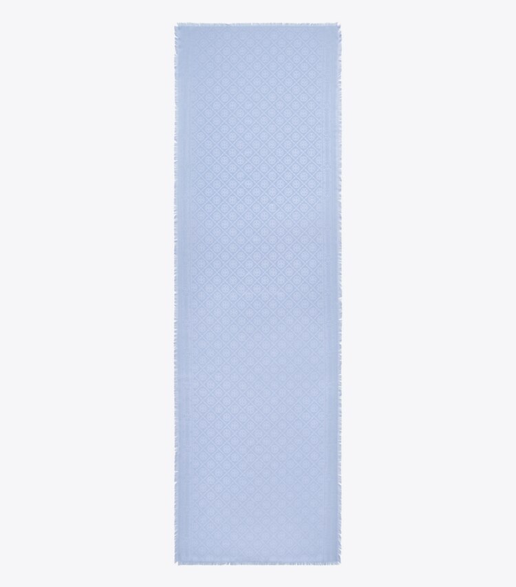 Tory Burch designer écharpes Étole en jacquard T Monogram in Blue Dawn dessus