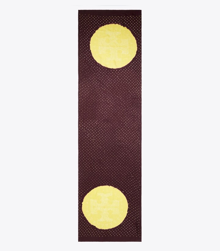 Tory Burch designer écharpes Étole en soie ruchée in Brown / Yellow dessus