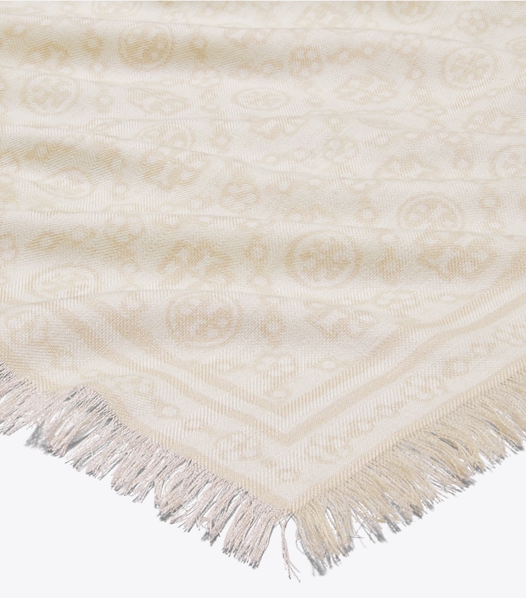 Tory Burch designer écharpes Étole florale T Monogram dans Ivory T Monogram détails