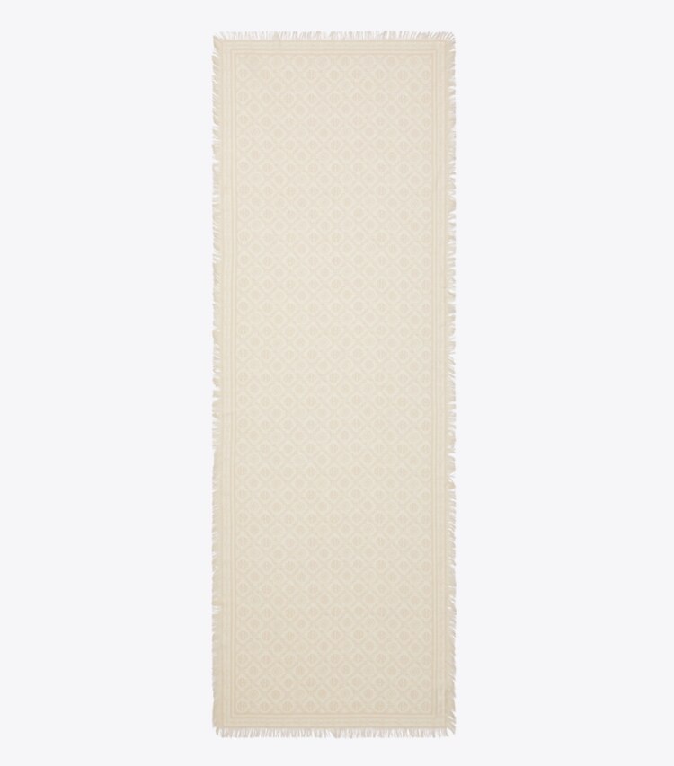 Tory Burch designer écharpes Étole florale T Monogram dans Ivory T Monogram vue du dessus