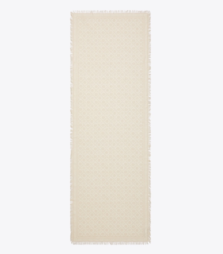 Tory Burch designer écharpes Étole florale T Monogram dans Ivory T Monogram vue du dessus