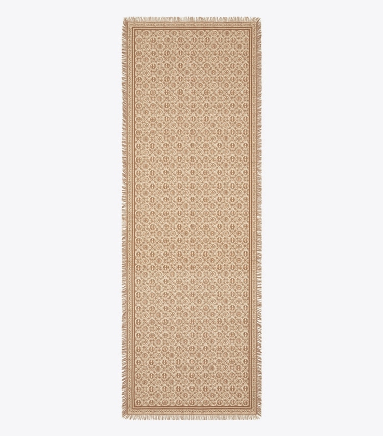 Tory Burch designer écharpes Étole florale T Monogram dans Chocolate T Monogram vue du dessus