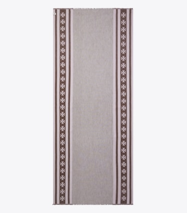 Tory Burch designer écharpes Étole logo à rayures in Chocolate dessus